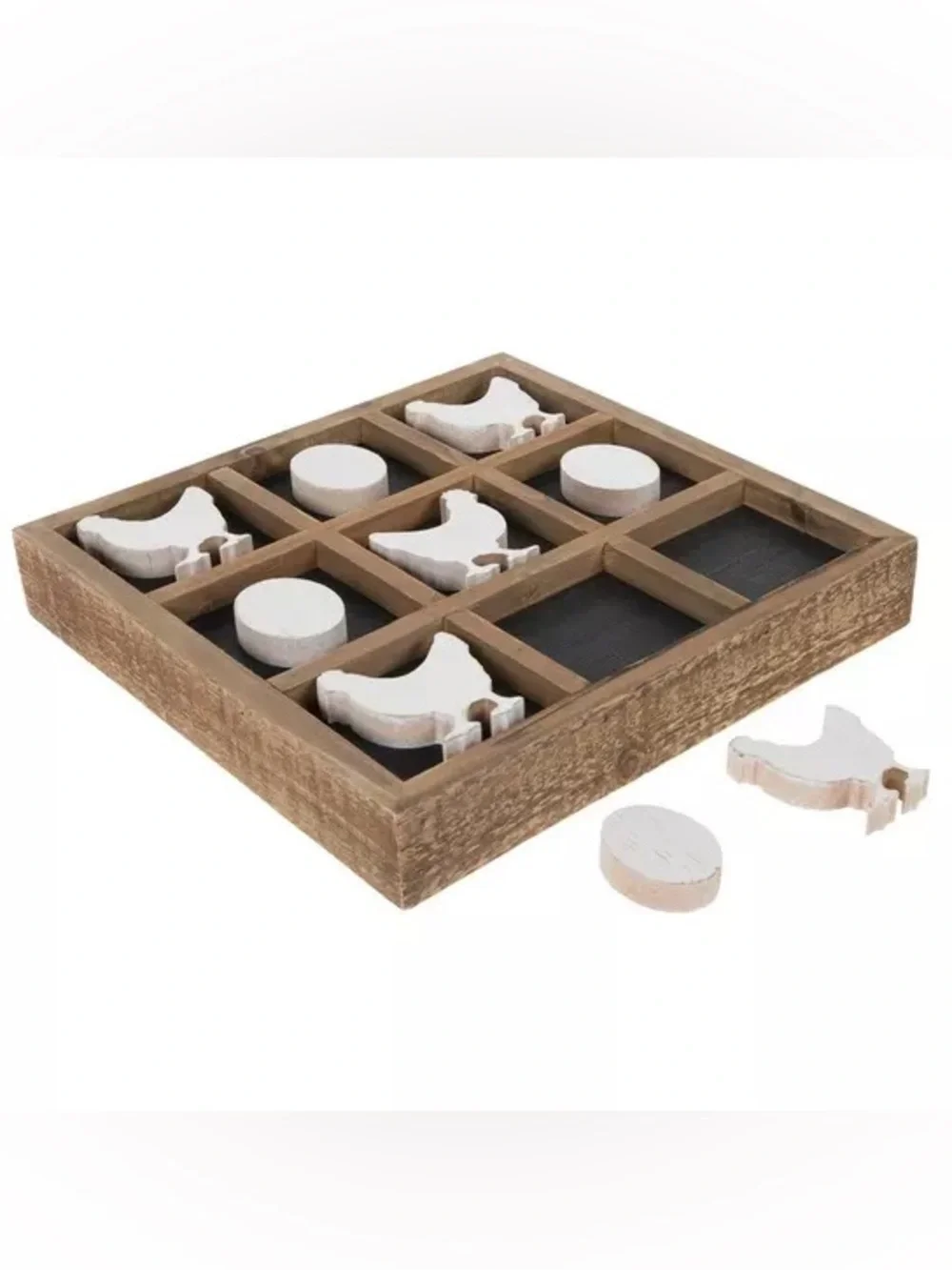 Chicken & Egg Tic Tac Toe Wood Decor